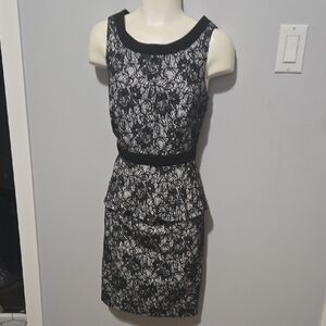 Ricki's Black and White Floral Lace Peplum Dress